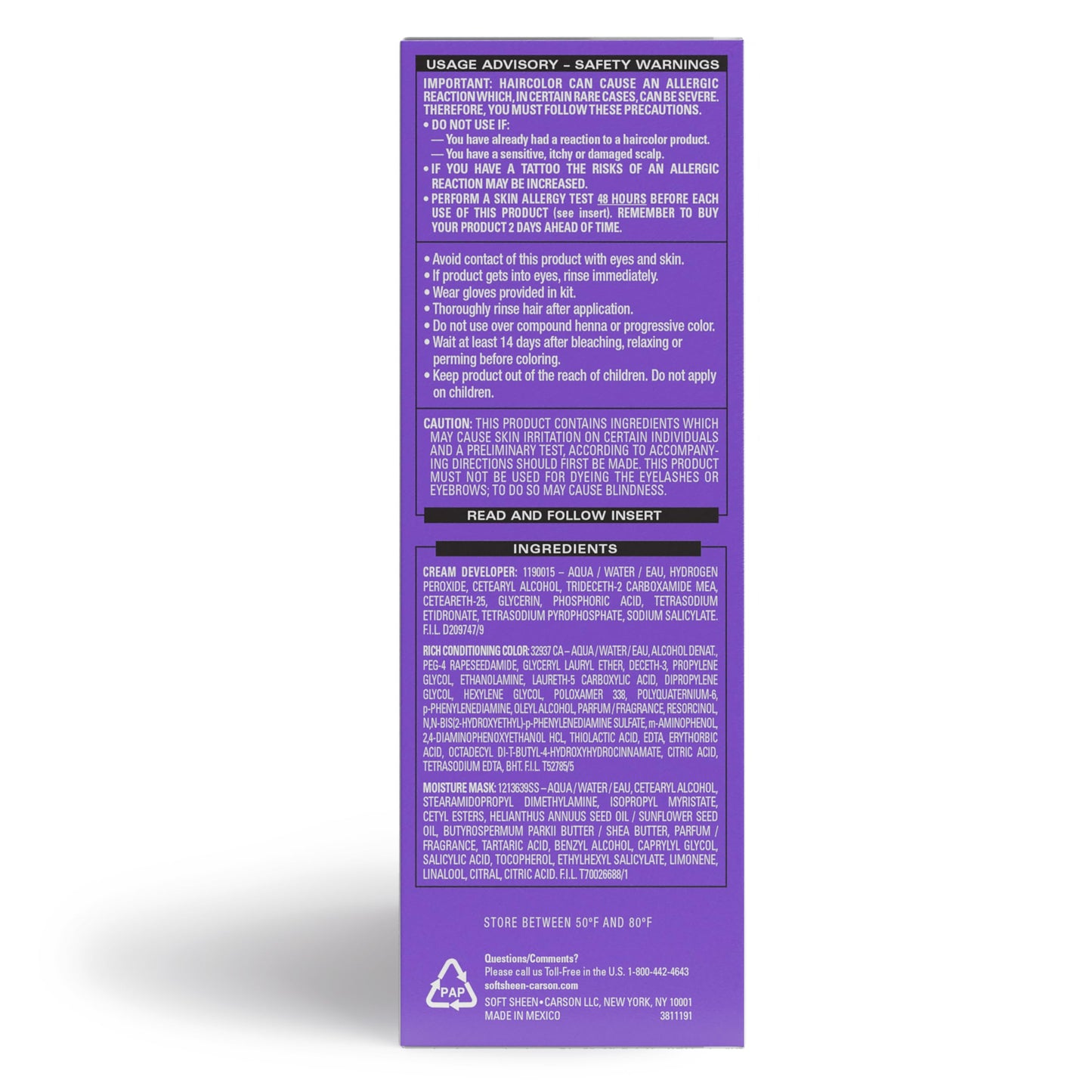 SoftSheen-Carson Dark and Lovely Fade Resist Rich Conditioning Hair Color, Permanent Hair Color, Up To 100 percent Gray Coverage, Brilliant Shine with Argan Oil and Vitamin E, Jet Black