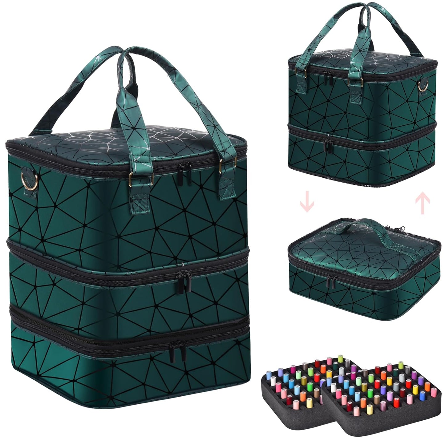 Nail Polish Organizer Bag with Travel Case for 30+ Bottles & Nail Lamp - Purple