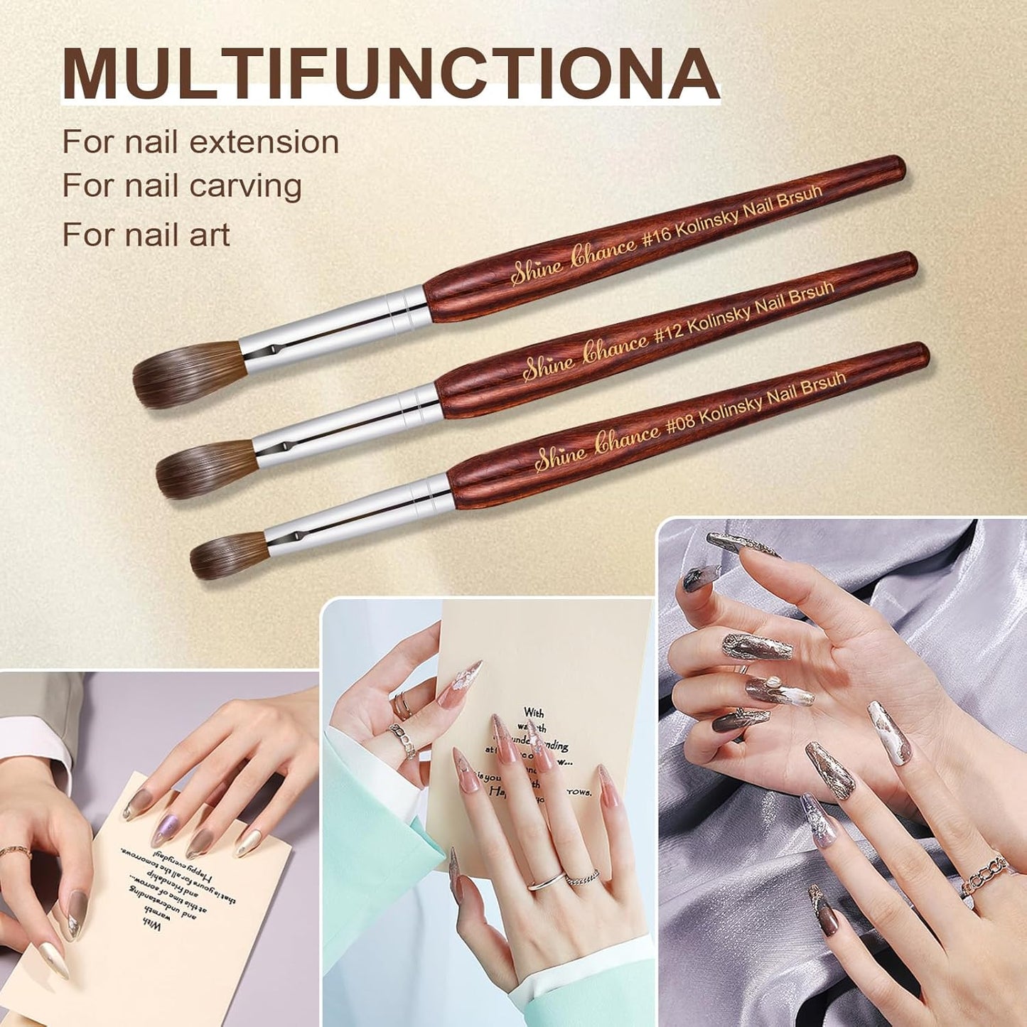 Professional Acrylic Nail Art Brush - Size 16 Kolinsky Hair Oval for DIY Salon