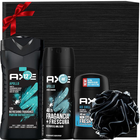 Men's Father's Day Gift Set - Apollo Body Wash, Deodorant Stick & Shower Loofah