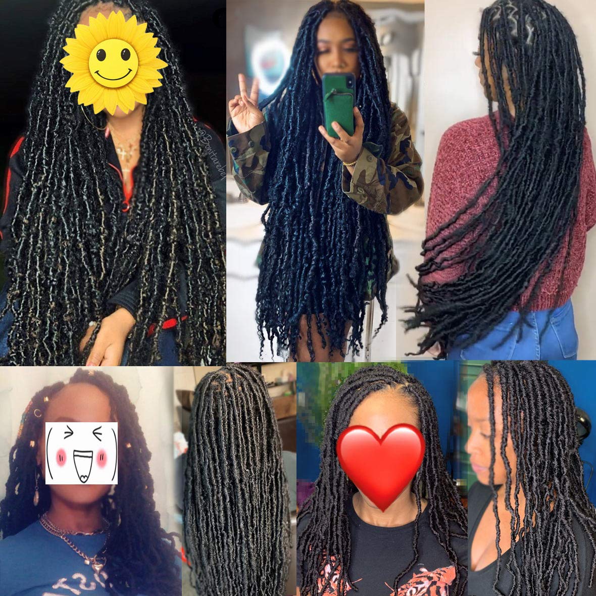 Faux Locs Crochet Hair - 18 Inch Pre-Looped 7 Packs Soft Natural Black Goddess Locs for Women