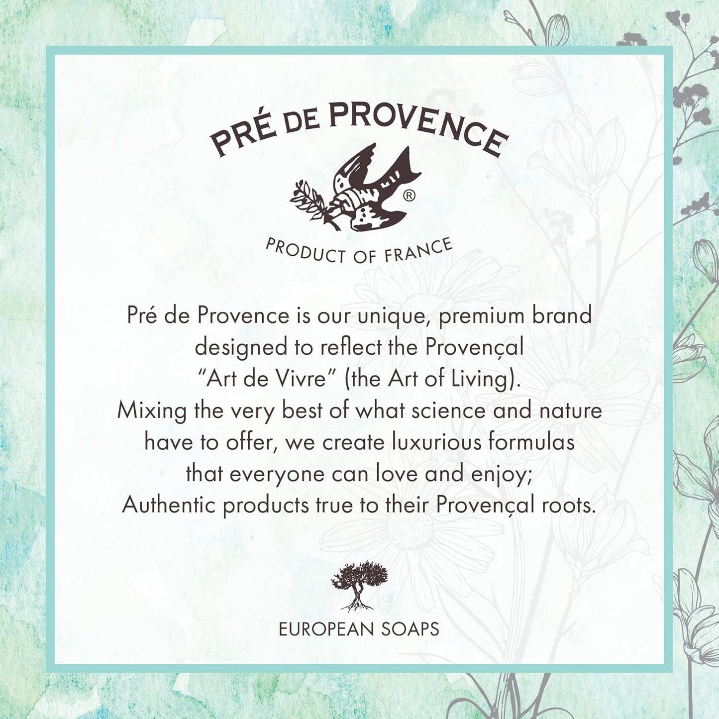 Pre de Provence Starflower Soap Bar - Organic Shea Butter, Quad Milled, 8.8 oz Natural French Skincare