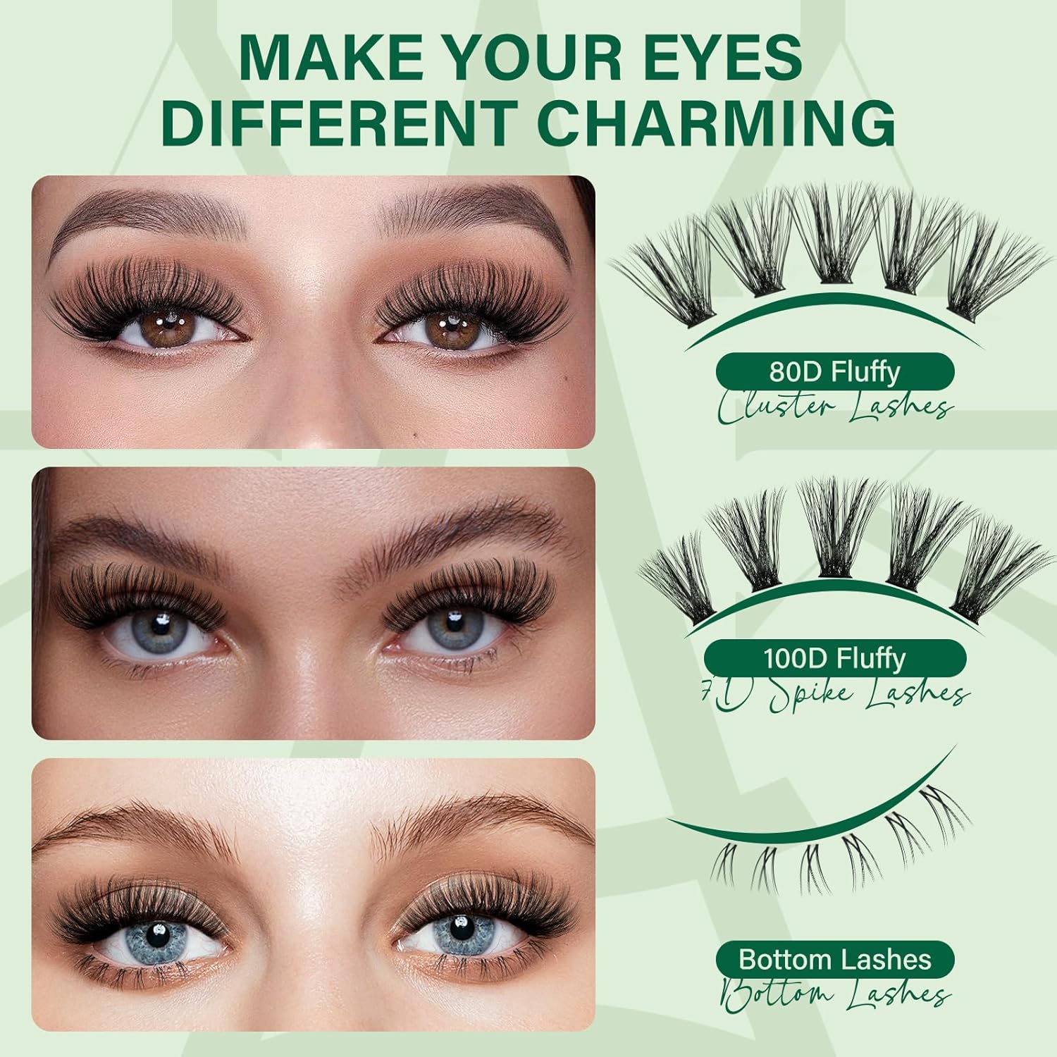 DIY Lash Extension Kit - 280 Soft Cluster Lashes, 100D Curl, Easy Application with Bond & Seal