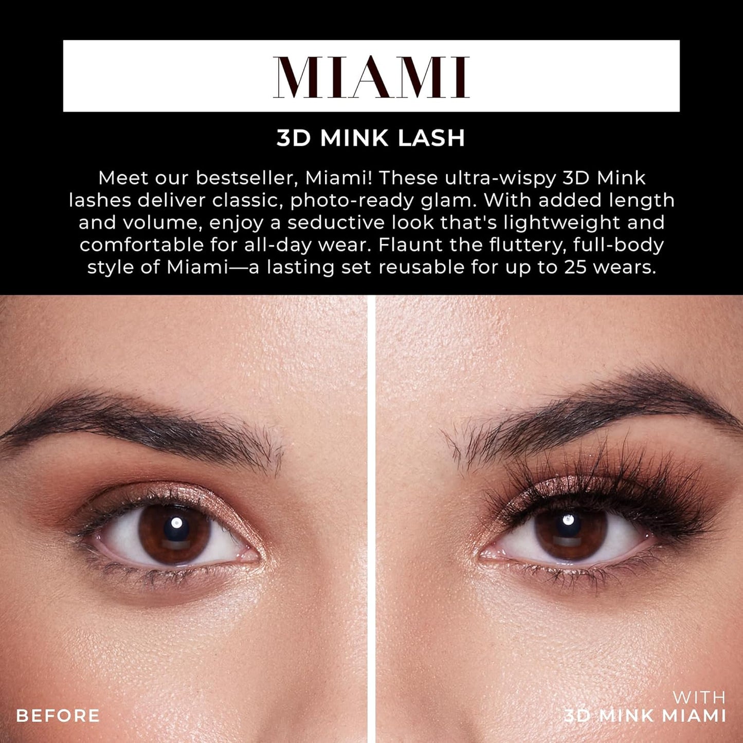 Miami Flare 3D Mink Lashes by Lilly Lashes | Reusable Wispy & Fluffy Strip Eyelashes