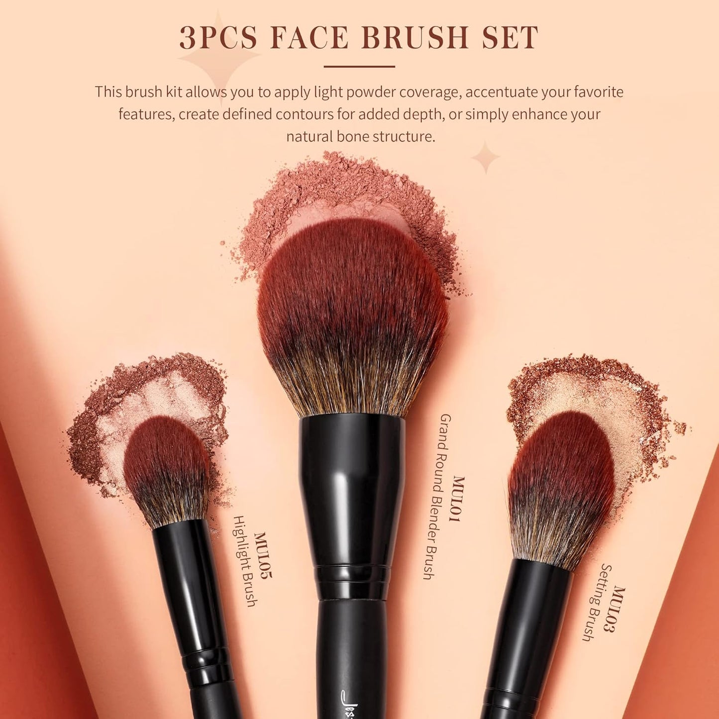 Vegan Makeup Brush Set - 16pcs Premium Synthetic Eye Brushes for Blending, Eyeliner & Concealer