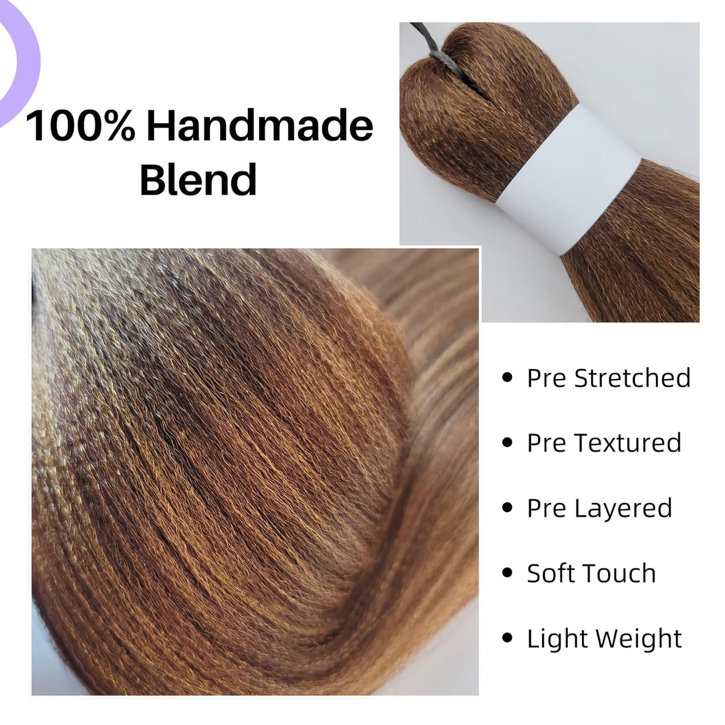 Ash Brown Pre-Stretched Knotless Braiding Hair Extensions - 6 Packs Synthetic Box Braids