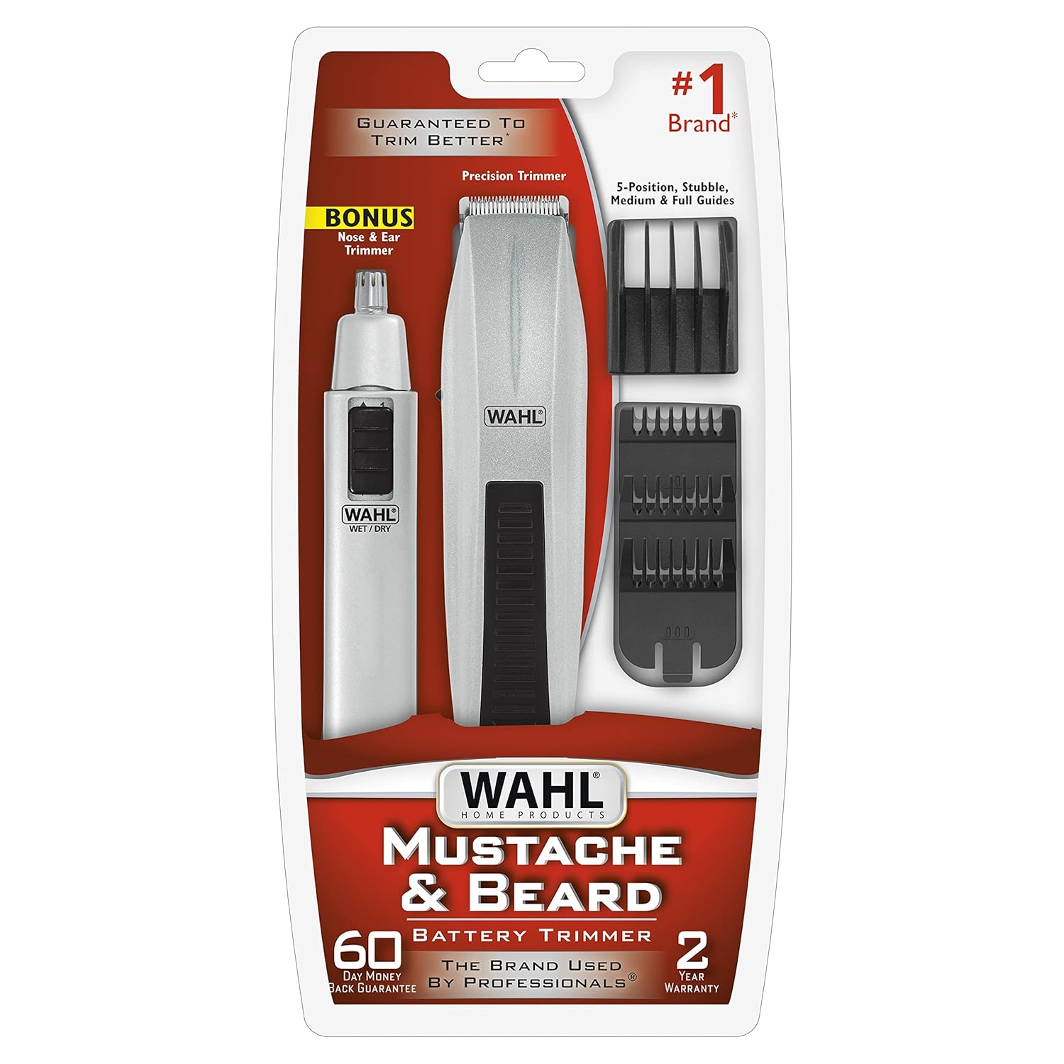 Wahl Beard Trimmer for Men - Battery Operated Grooming Set with Nose & Ear Trimmer - Model 5537-420