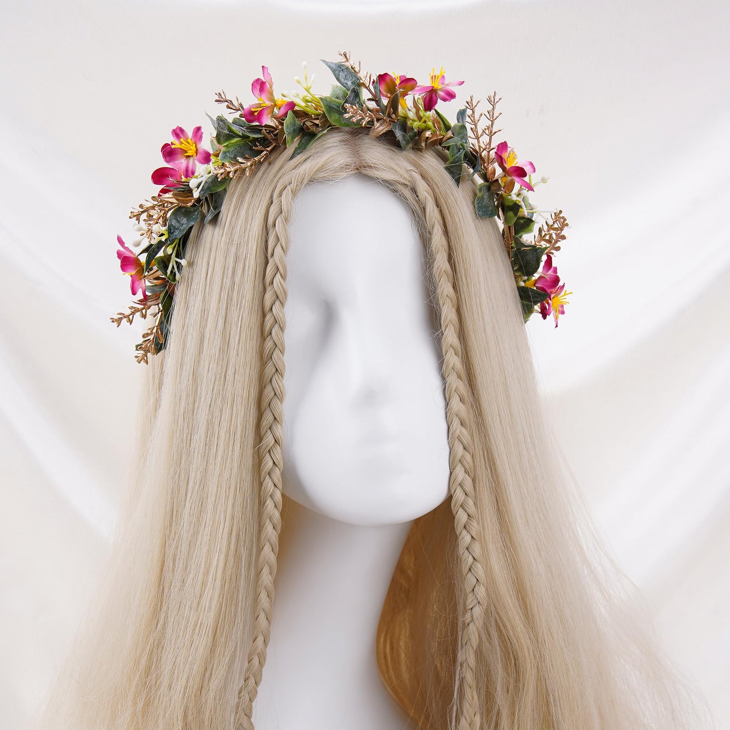 KorViSHOW Rose Purple Flower Crown - Fairy Forest Floral Headband for Women Woodland Floral Girl Headpiece Elf Renaissance Hair Accessory for Girls Women Birthday Wedding Party Photo Props