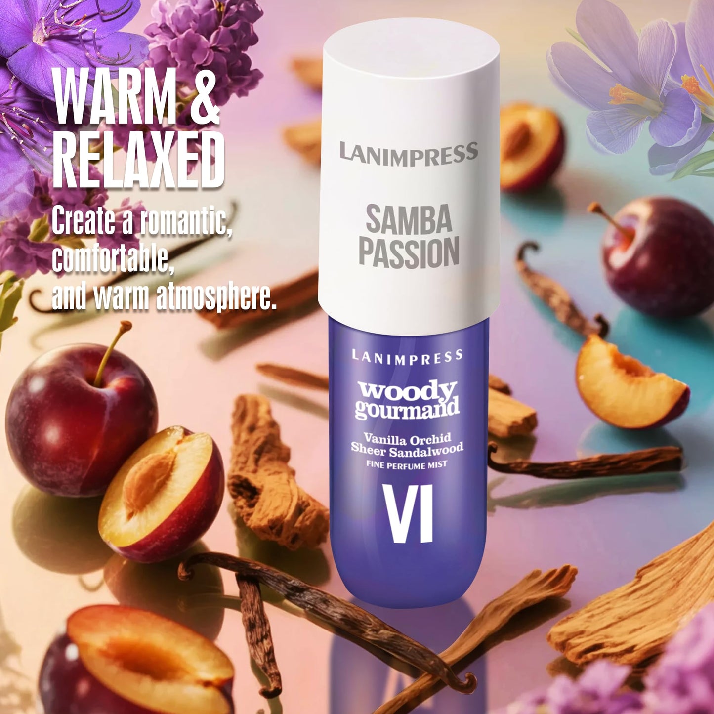 LANIMPRESS Perfume - No.6,Body Spray For Women(Eau De Perfum) Hair & Body Fragrance Mist,Fresh Fruity & Floral Flavors Gourmet Tune(Velvet Plum +Sugared Violet+Vanilla ) Perfumes For Women(3 fl oz)