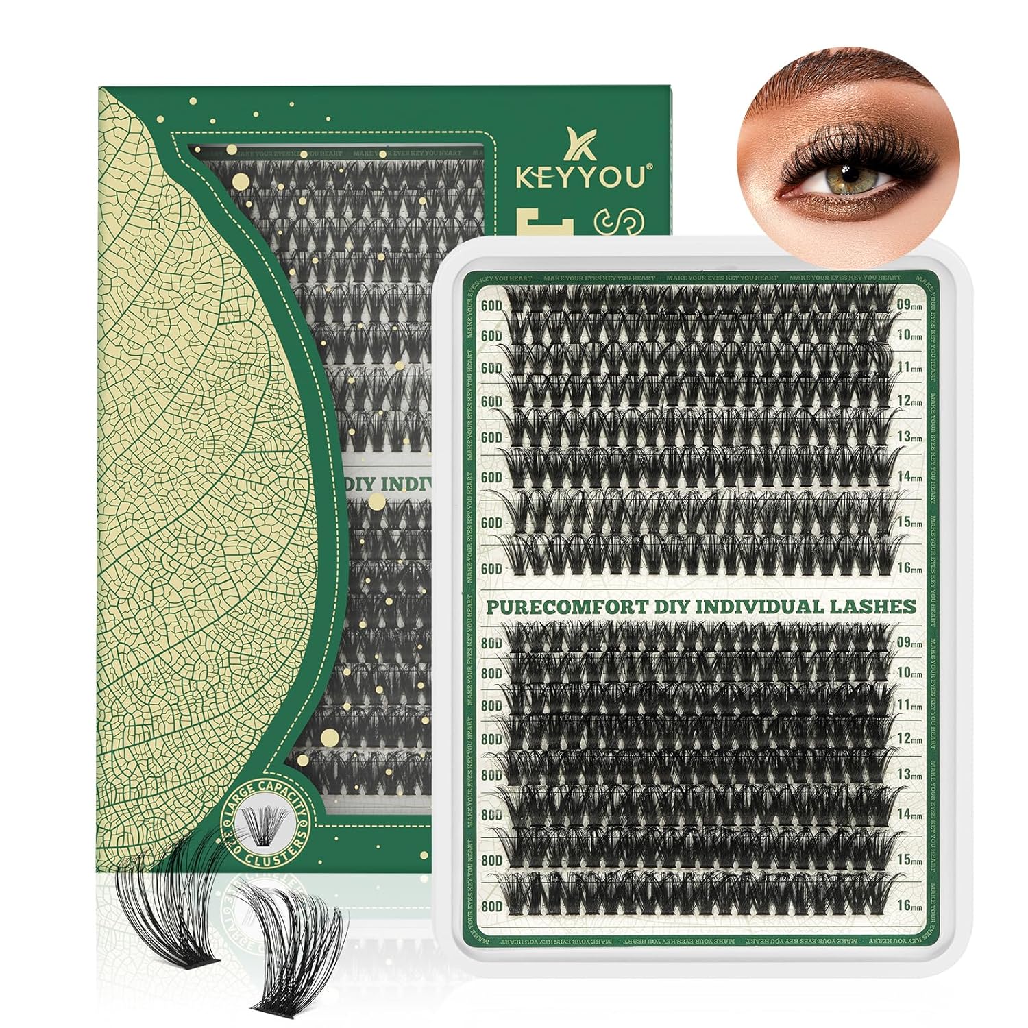 DIY Lash Extension Kit - 280 Soft Cluster Lashes, 100D Curl, Easy Application with Bond & Seal