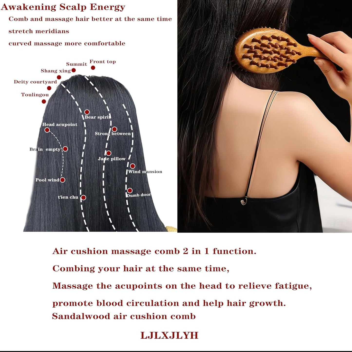 Air Cushion Massage Comb for Hair Growth | Scalp Stimulating Loc Brush for Sisterlocks