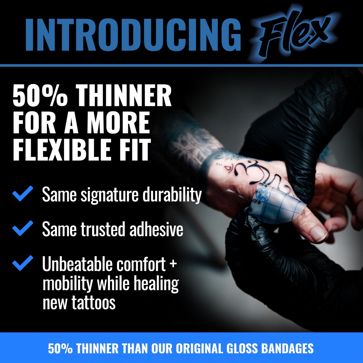 Saniderm Flex Tattoo Aftercare Bandage (New) (3 Pack, 6 in x 8 in) – Convenient, Faster Tattoo Healing and Protection – Sterile, Waterproof, Ultra Flexible, Tattoo Aftercare Wrap – Matte Finish