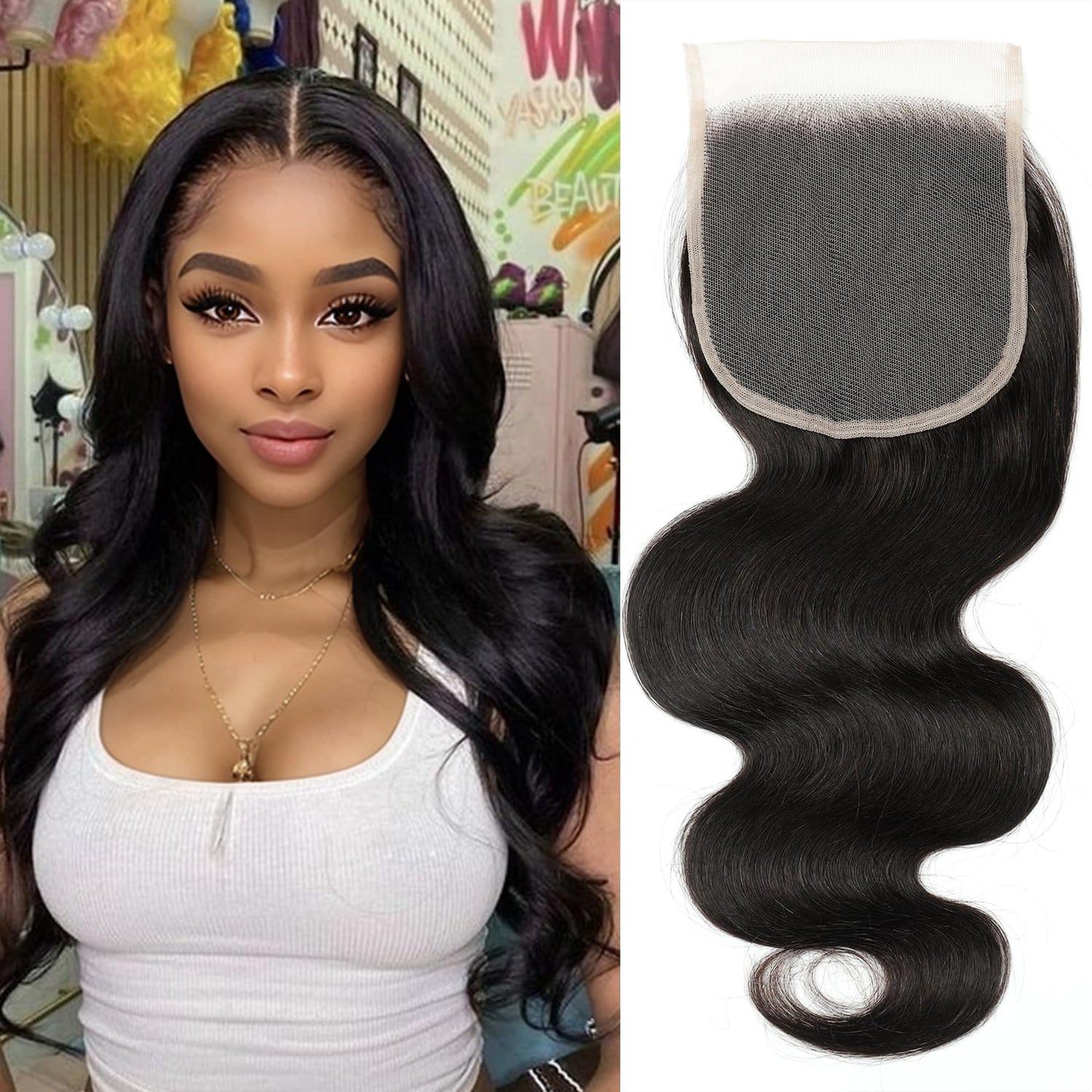 5x5 HD Lace Closure Body Wave Human Hair - Pre-Plucked Natural Hairline (10 Inch, Natural Color)