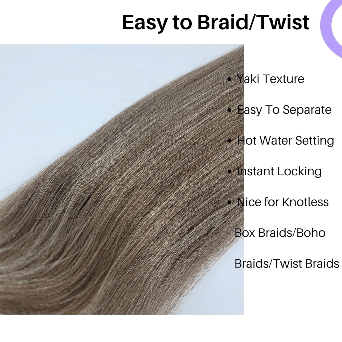 Ash Brown Pre-Stretched Knotless Braiding Hair Extensions - 6 Packs Synthetic Box Braids