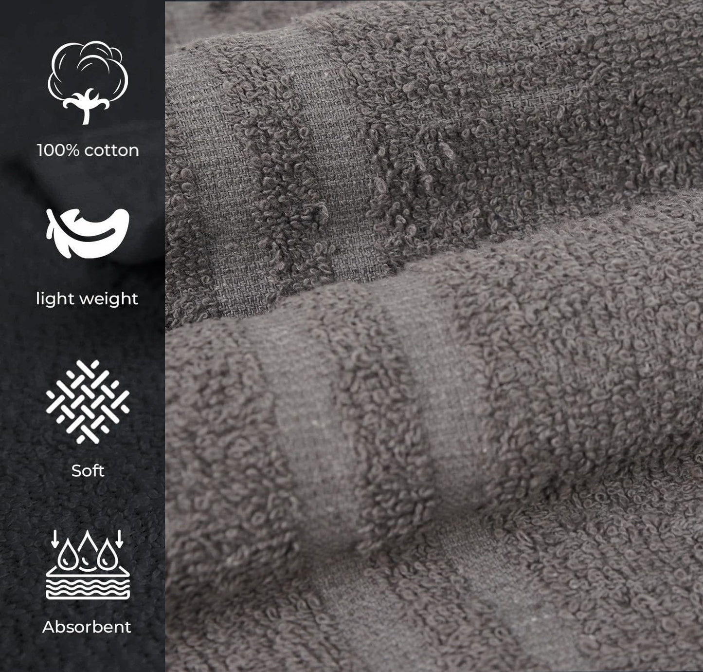 STF Linen 24 Pack Dark Grey Hand Towel 100% Cotton Spa Towel – 16x27 inches Highly Absorbable Facial Towels Gym, Hair Towel and Face Towel Bulk Small Towels (Not Bleach Proof)