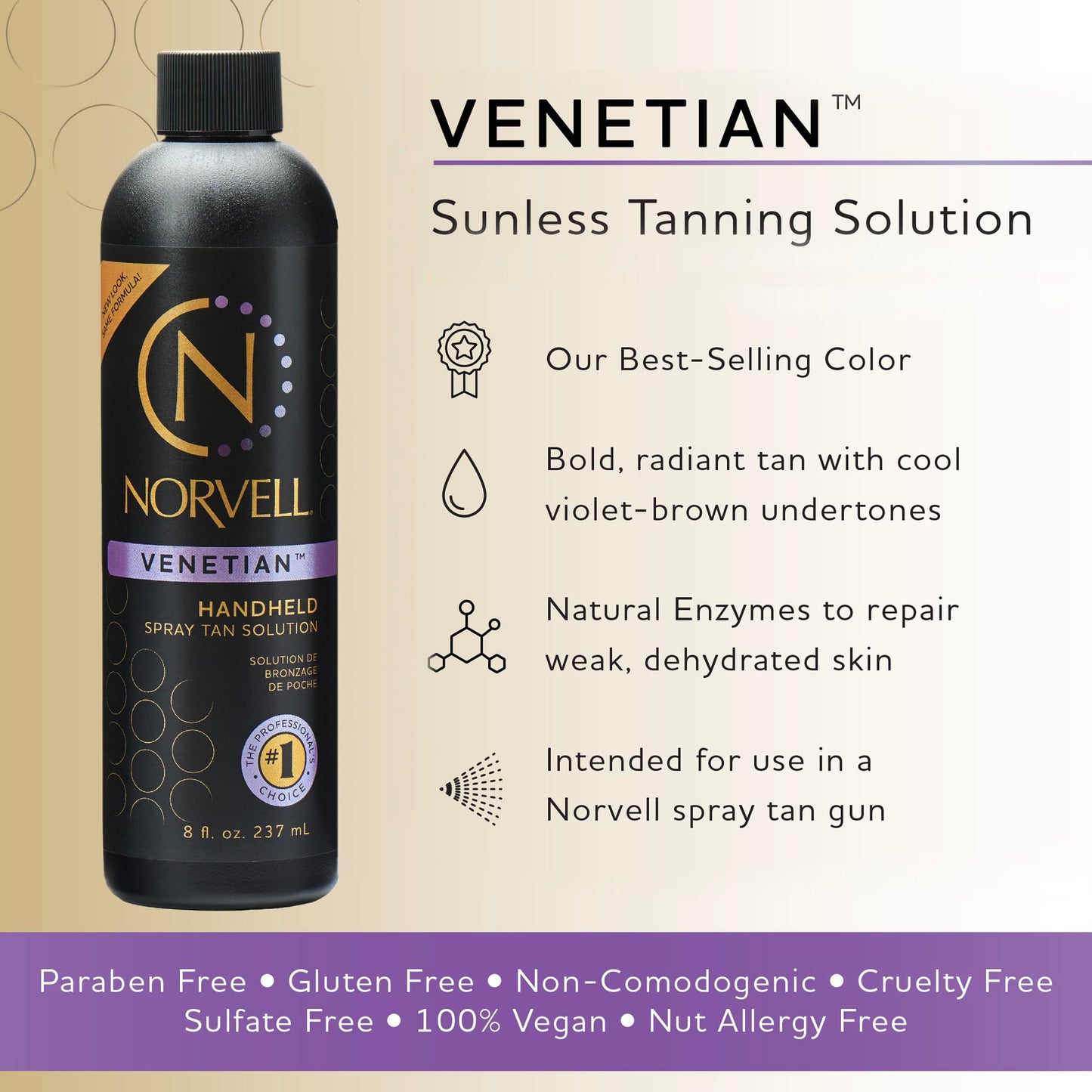 Norvell Premium Professional Sunless Tanning Spray Tan Solution - Venetian, 8 fl.oz.