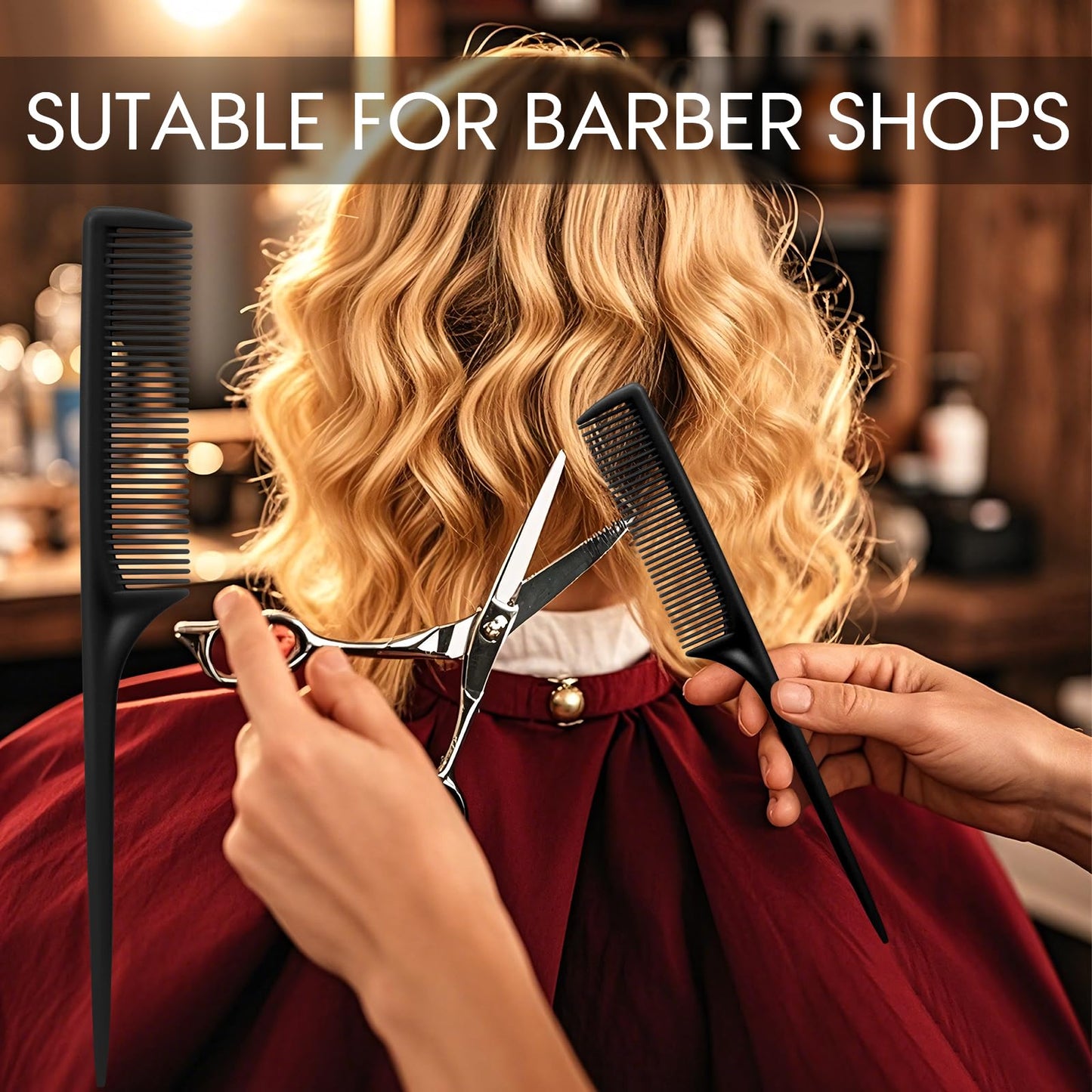 Rat Tail Comb Set-3Pcs Rat Tail Hair Teasing Fine Tooth Combs for Women Girls, Parting &Hair Styling Tools(Black Purple Blue)