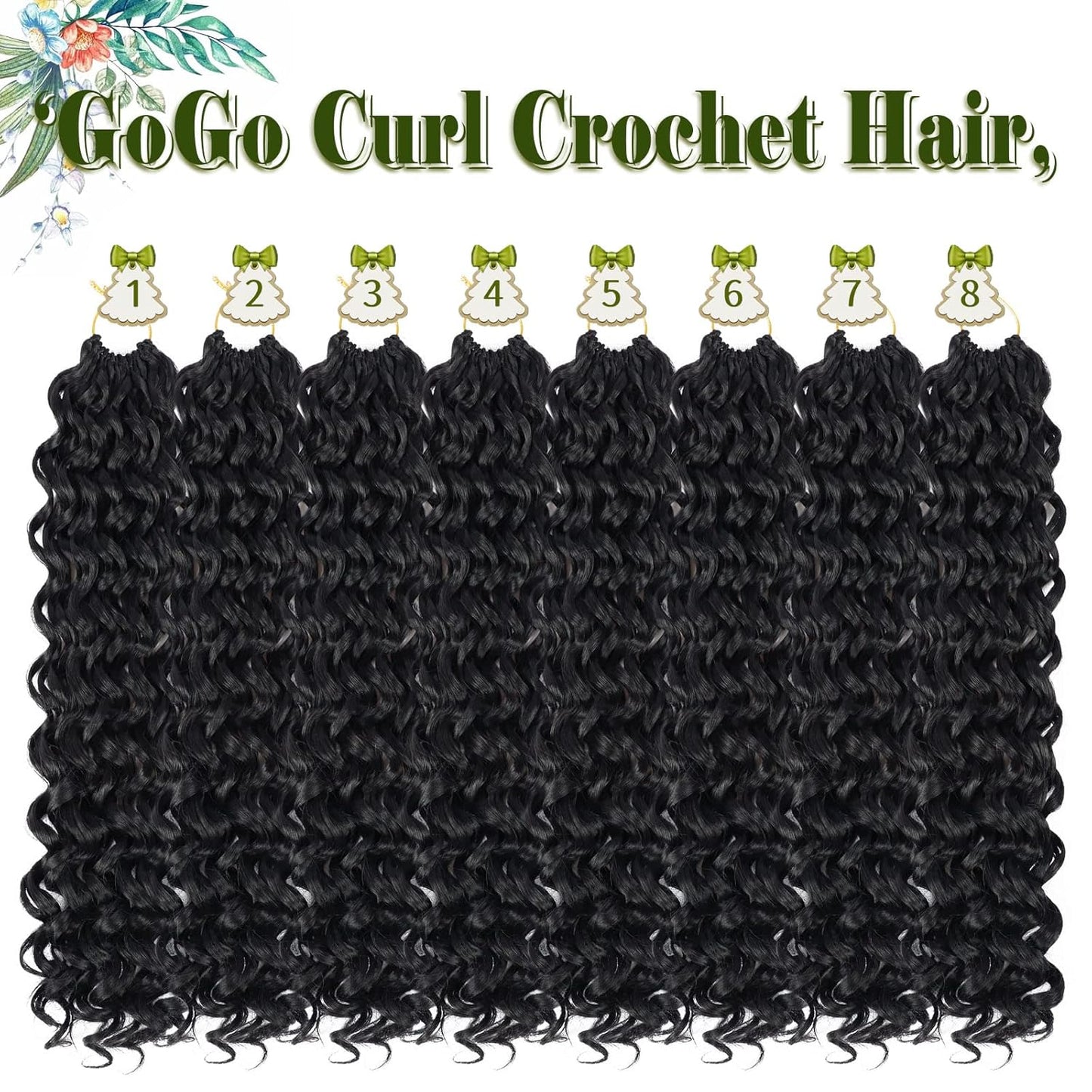 GoGo Curl Crochet Hair 10 Inch - 8 Packs Ombre Brown Water Wave Extensions for Black Women