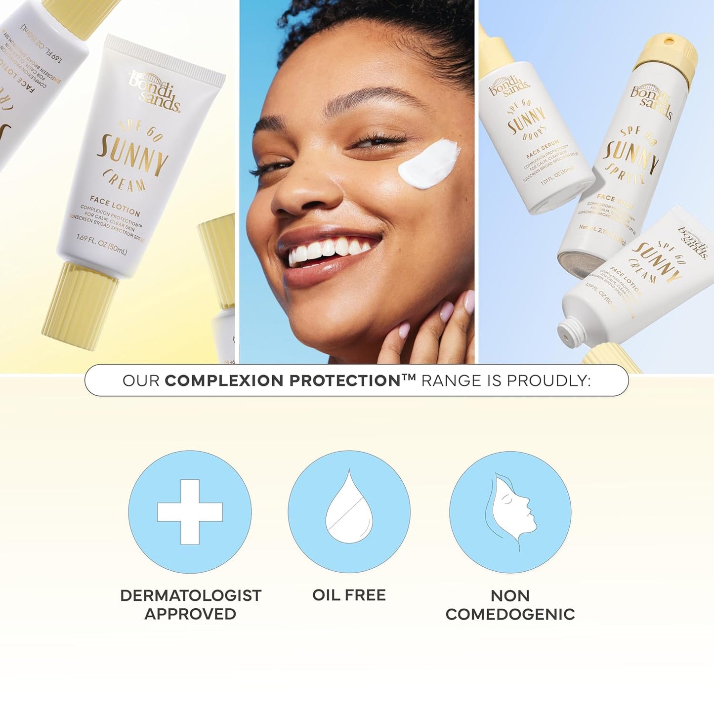 Bondi Sands SPF 60 Face Lotion - Hydrating Broad Spectrum Sunscreen, Oil-Free, 1.69 Fl Oz