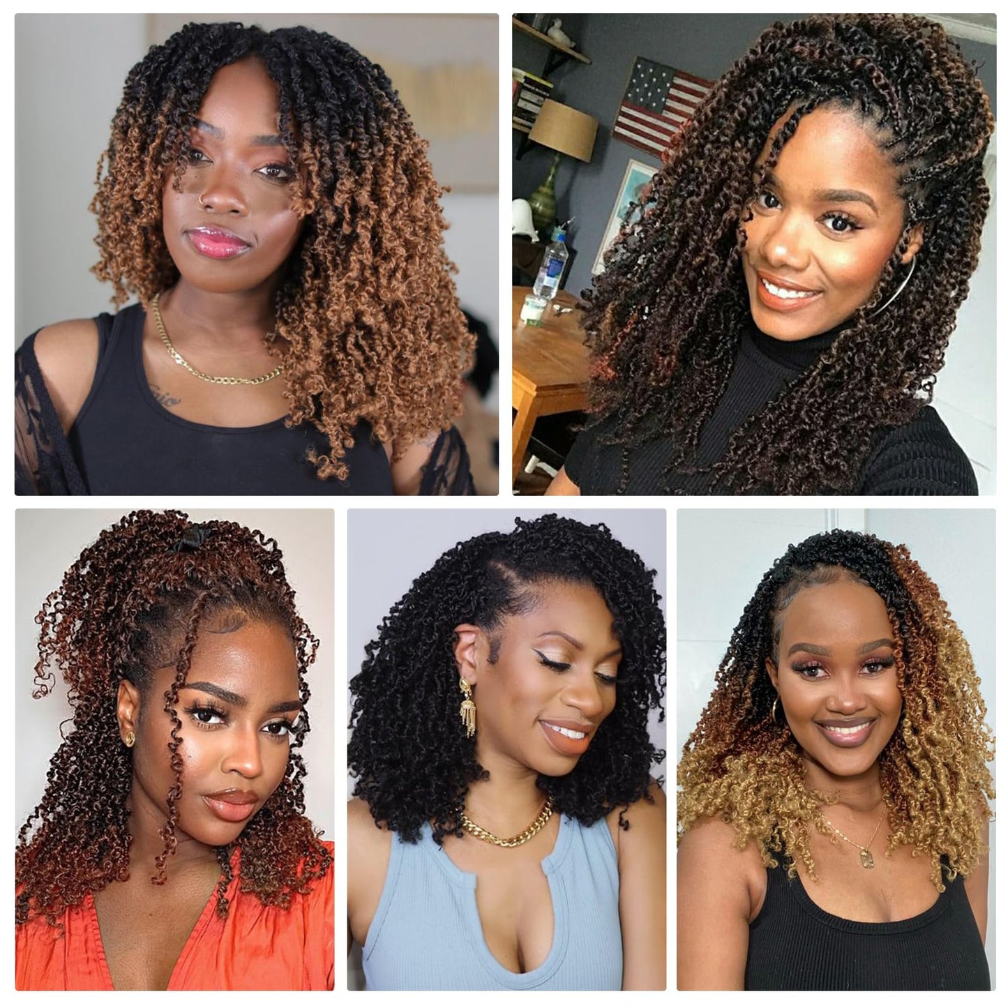 Yanky Twist Crochet Hair 12 Inch Crochet Yanky Twist Hair 8 Packs Spring Mini Twist Crochet Hair Extensions 1B Bohemian Passion Twist Hair for Black Women