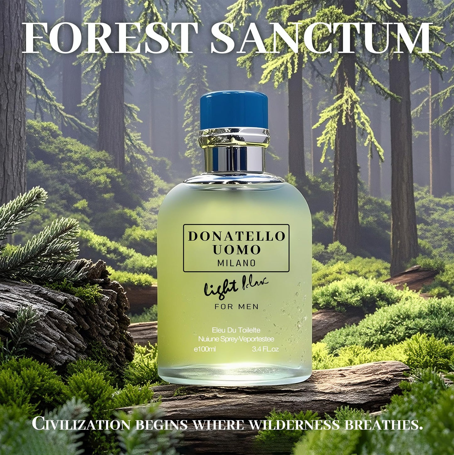 AFLUXE Men Cologne 4-Piece Combo Set (Choco/Milano/Billion/Donatello Uomo Light Blue) Each 100ml Eau de Toilette/Parfume Spray Premium Men Perfume Set Long Lasting Fragrance for Daily Use