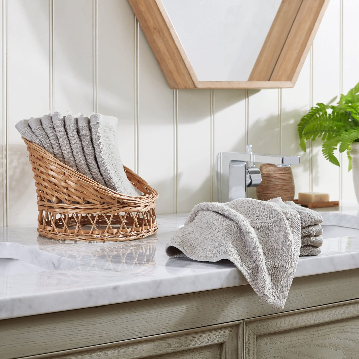 Tommy Bahama - Washcloths, Soft & Absorbent Cotton Towels, Low Linting & Fade Resistant, Oeko-Tex Certified (Northern Pacific Grey, 12 Piece)