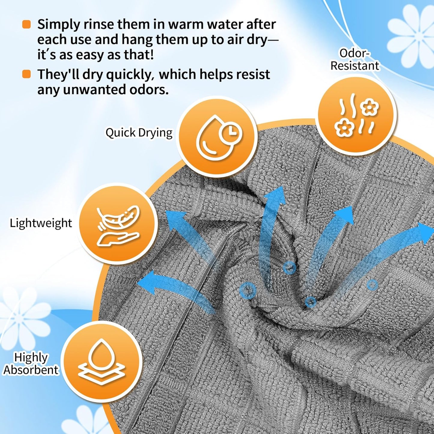 Microfiber Washcloths 50 Pack - Soft, Lint-Free Quick-Dry Face Towels for Gym, Bathroom & Kitchen