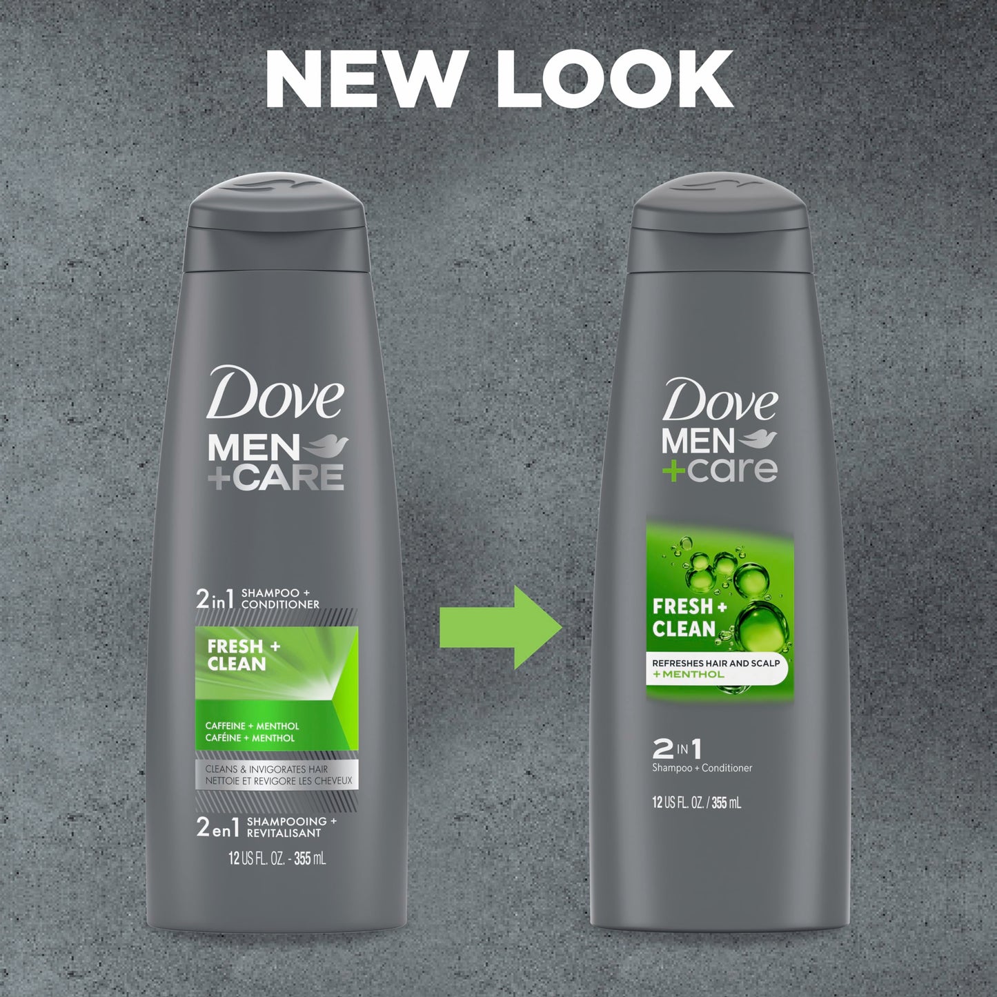 DOVE MEN + CARE Fortifying 2-in-1 Shampoo and Conditioner Fresh and Clean with Caffeine 4 Count For Everyday Care Helps Strengthen and Nourish Hair 12 oz