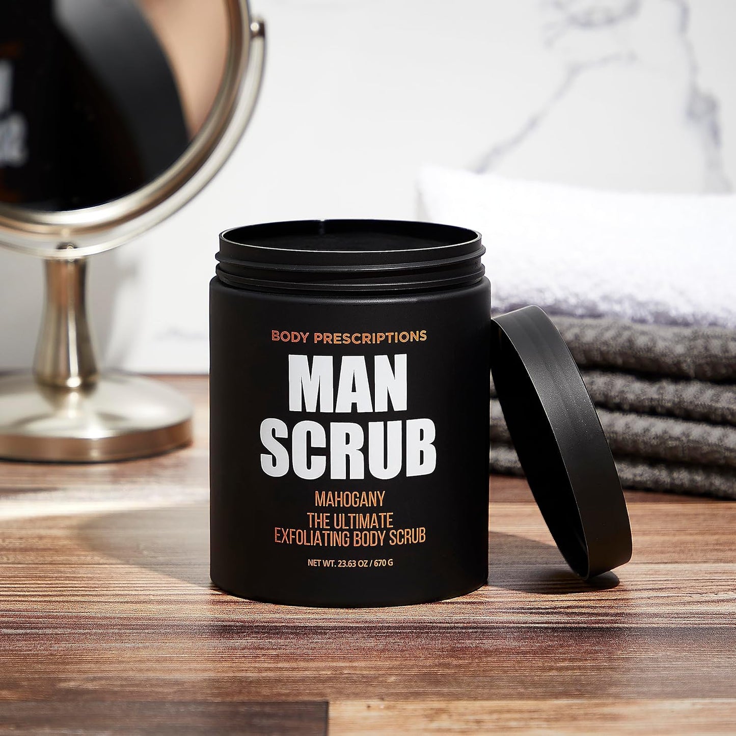 Men’s Charcoal Exfoliating Body Scrub – 21oz Cleansing Wash for All Skin Types