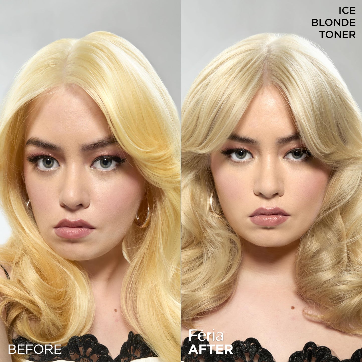 L'Oreal Paris Feria Long-Lasting Anti Brass Power Hair Toner, Ammonia Free Demi Permanent Hair Color, Ice Blonde Hair Toner, 1 Application