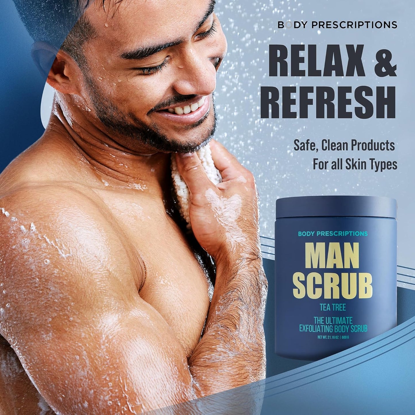 Men’s Charcoal Exfoliating Body Scrub – 21oz Cleansing Wash for All Skin Types