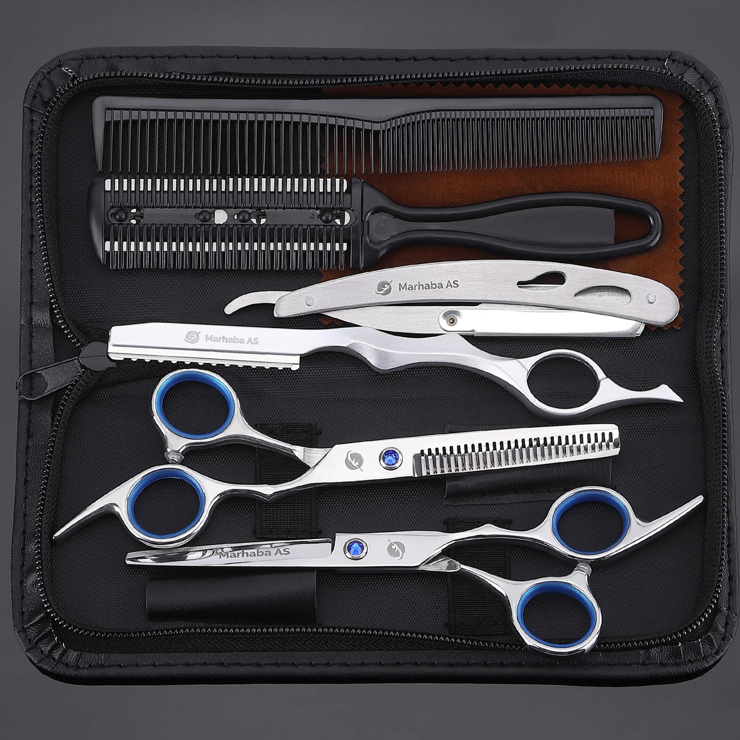 MARHABA AS Hair Scissors –Stainless Steel Precision Kit for Dry & Wet Hair(10pc)