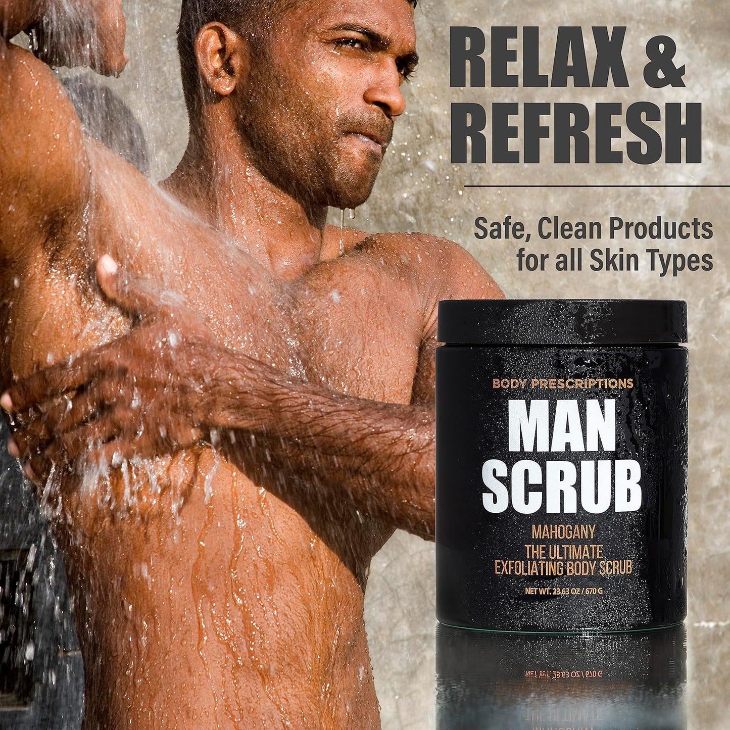 Men’s Charcoal Exfoliating Body Scrub – 21oz Cleansing Wash for All Skin Types