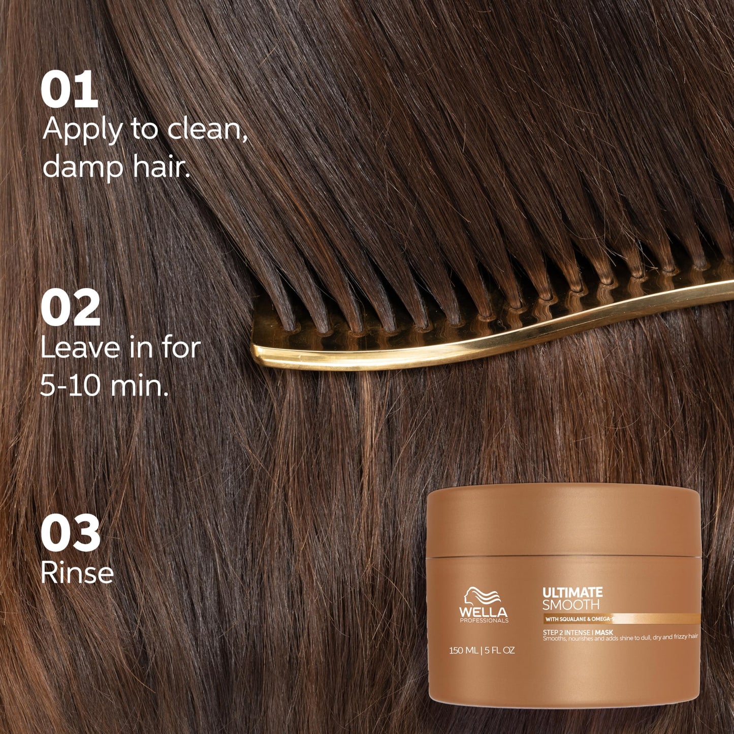 Wella Professionals ULTIMATE SMOOTH Intense Mask | Nourishing Treatment for Dry & Frizzy Hair | With Squalane & Omega 9 | 5 Fl Oz