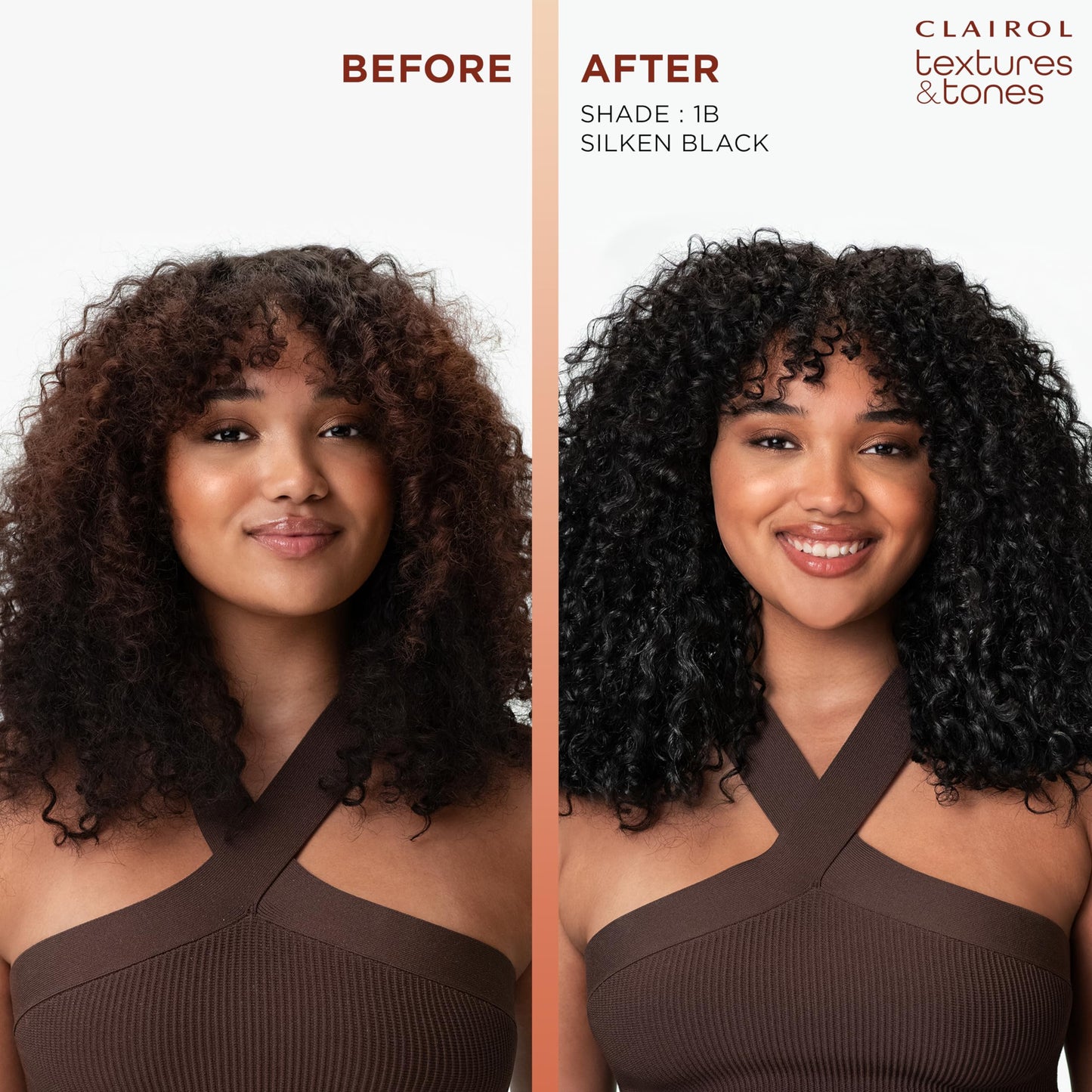 Clairol Textures & Tones Permanent Hair Dye, 1B Silken Black Hair Color, Pack of 1