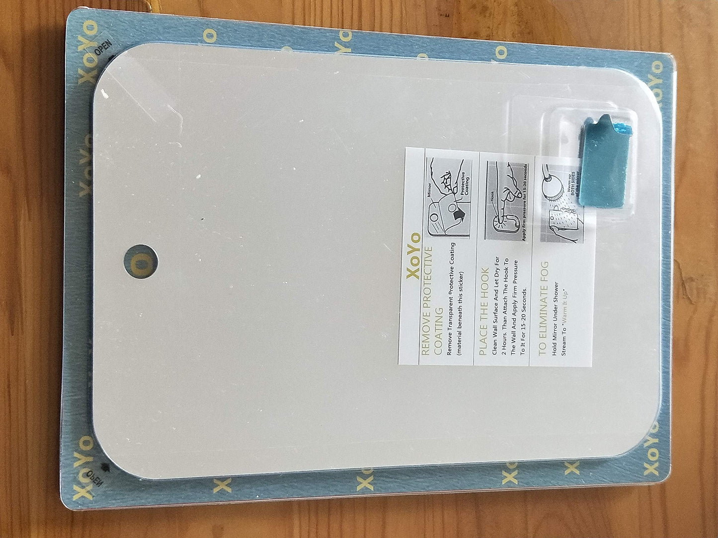 APHUIME XoYo-Large Fogless Shower Mirror (11inX7.48in), Includes 1 Adhesive Hooks, Anit-Fog Shower Mirror, Shower Makeup Shave Mirror, Frameless Shower Mirror, Wall Hanging Mirror (Large, 1 Pack)