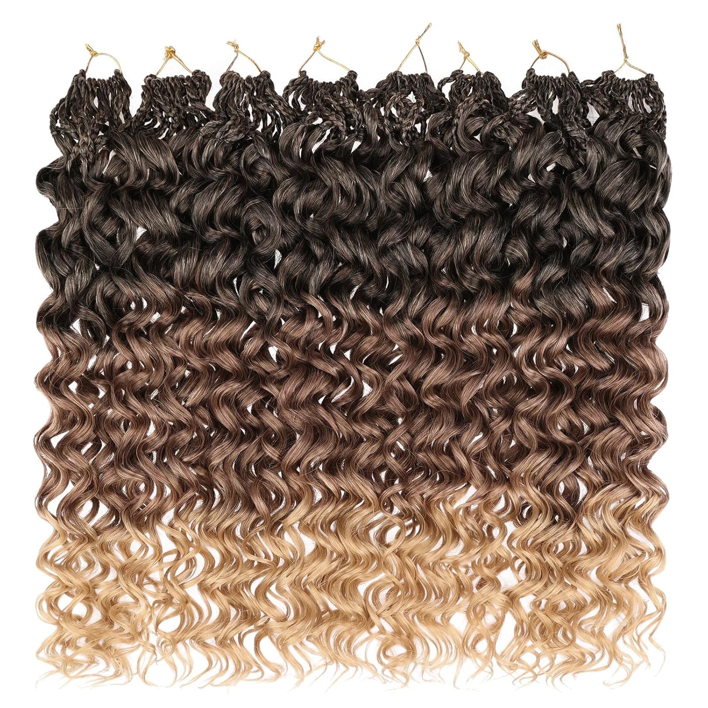 10 Inch Ombre Honey Blonde Gogo Curl Crochet Hair - 8 Packs Ocean Wave Short Curly Braids for Women & Kids