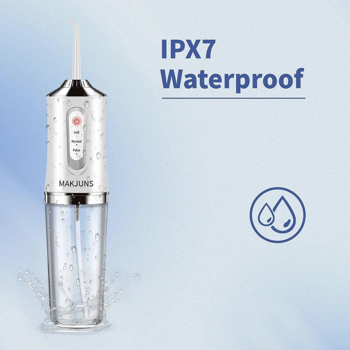 Water-Flosser-Cordless-Teeth-Cleaner Water Dental Flosser with 3 Modes 4 Jets Rechargeable IPX7 Waterproof for Travel Home Braces(White)