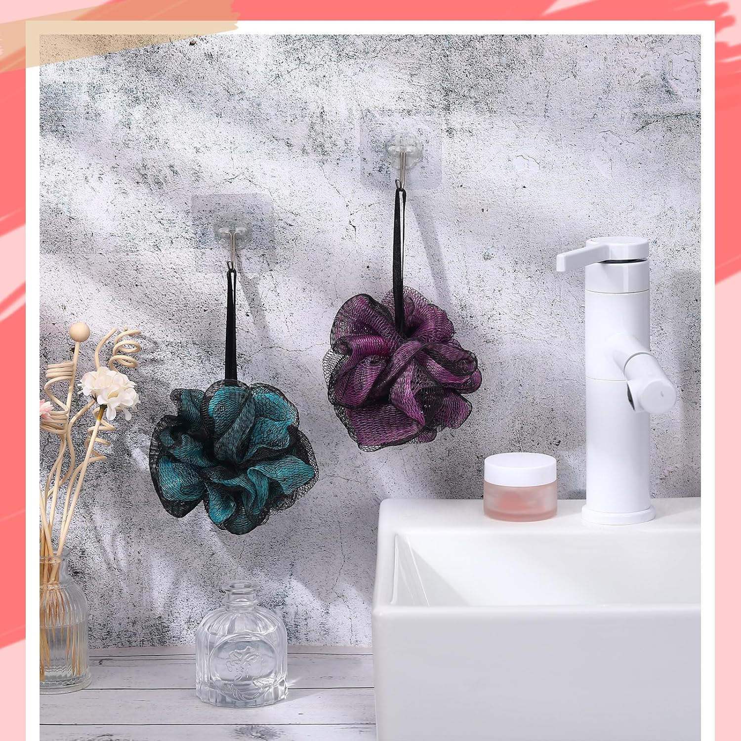 Travel Size Loofah Set - 12 Individually Wrapped Mini Bath Sponges with Case (Black, 25g)