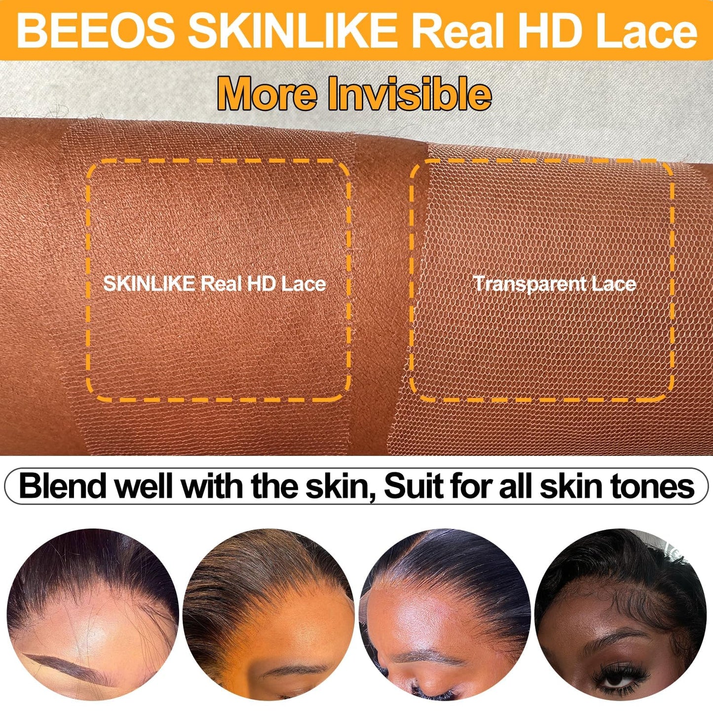 BEEOS Body Wave 2x6 SKINLIKE Real HD Lace Closure, 0.10mm Ultra-thin Invisible Lace Pre-Plucked Bleached Knots Natural Black Human Hair 18 Inch