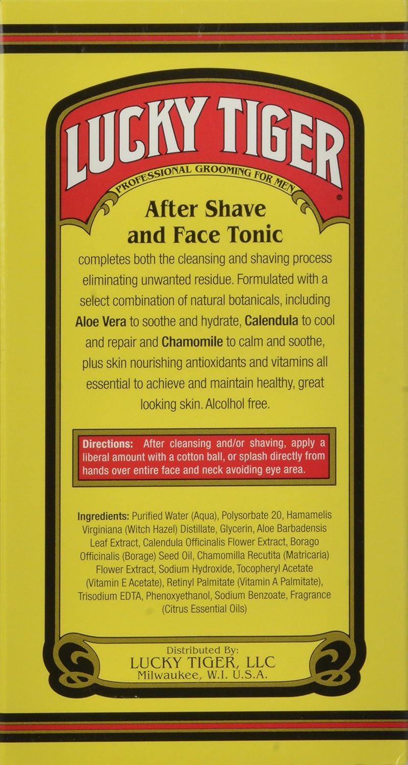 Lucky Tiger After Shave Face Tonic - Soothing 8 oz Skin Care for Men