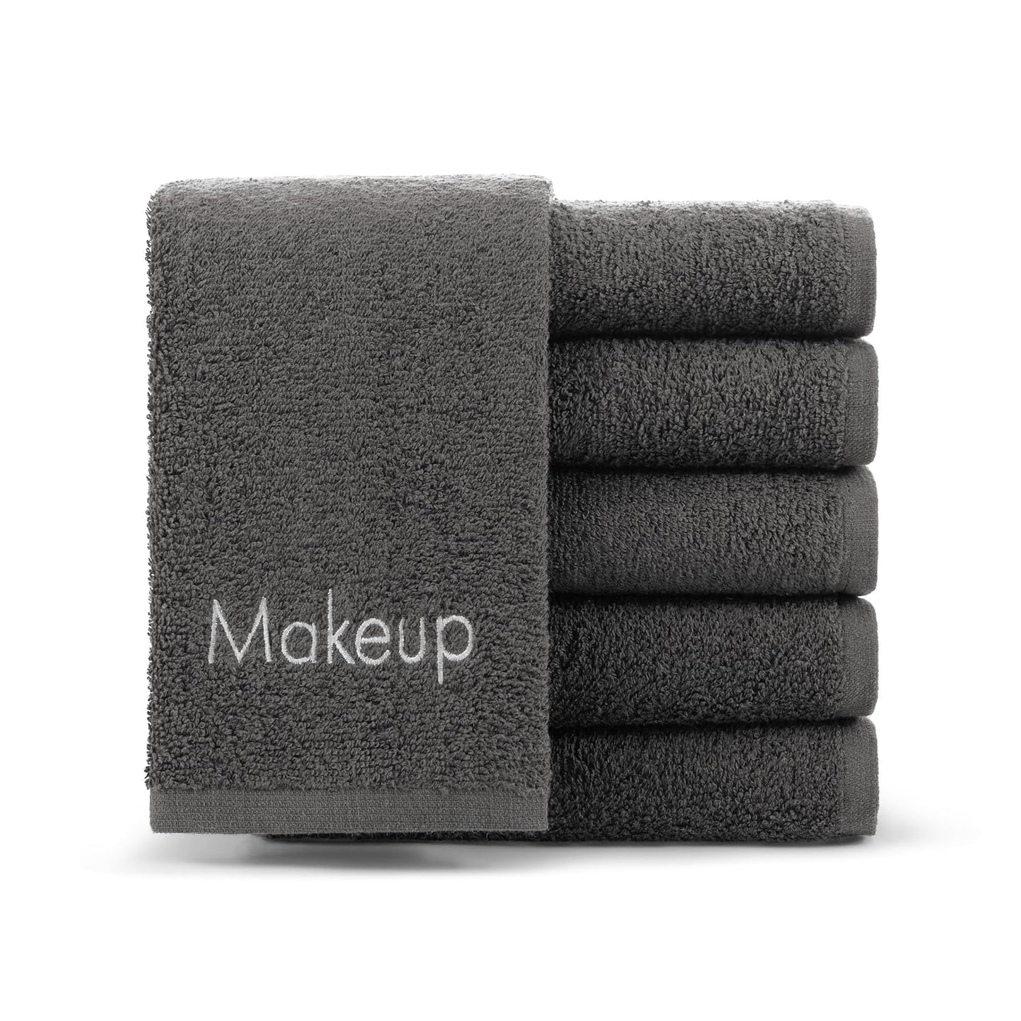 Arkwright Cotton Makeup Towels - 6 Pack, Soft FingerTip Washcloths for Bathroom & Artists, 11x17 in, Black