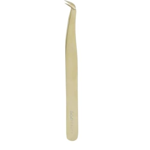 GEM Volume Boot Lash Tweezer by SoCal Beauty ? Gold Precision Eyelash Tweezer for Eyelash Extensions with mm Measurement ? Professional Tweezers for Eyelash Extension & Volume Fan