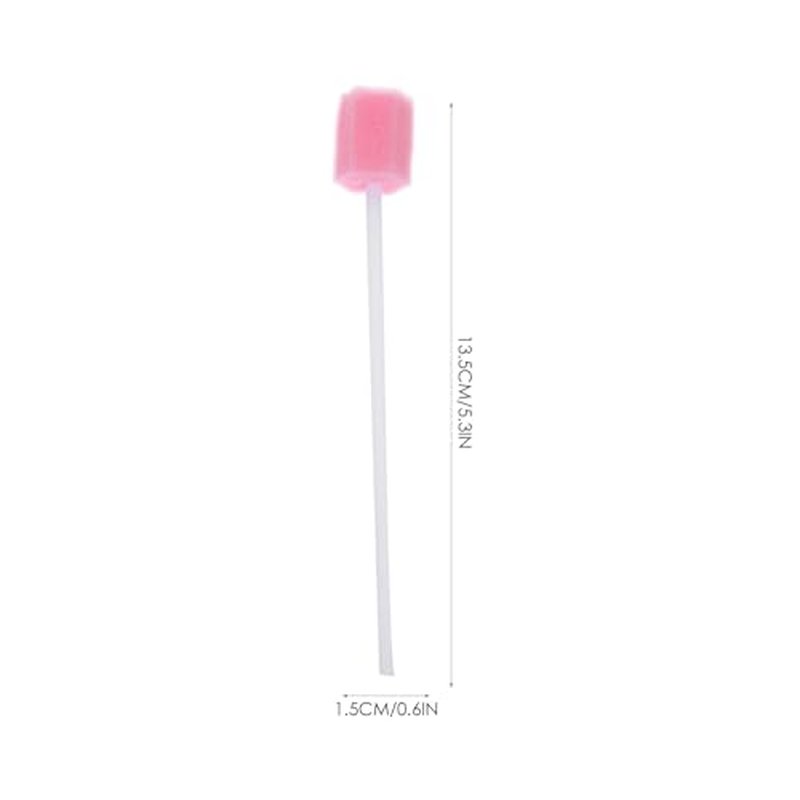 Healifty Disposable Oral Swabs - 100pcs Mouth Swabs for Elderly, Unflavored & Sterile Oral Care Sponge Swabs, Pink