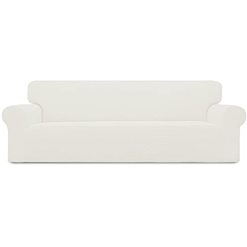 XX-Large Cream Oversized 4 Seater Sofa Couch Cover - Easy-Going Stretch Protector