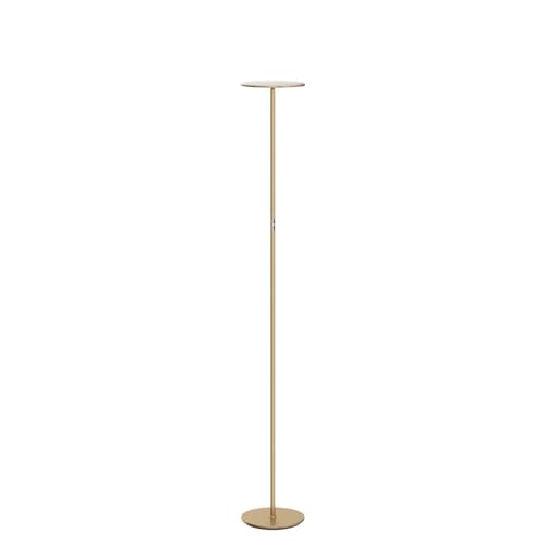 Antique Brass Brightech Sky LED Floor Lamp - Dimmable Tall Torch Light for Living Room & Bedroom