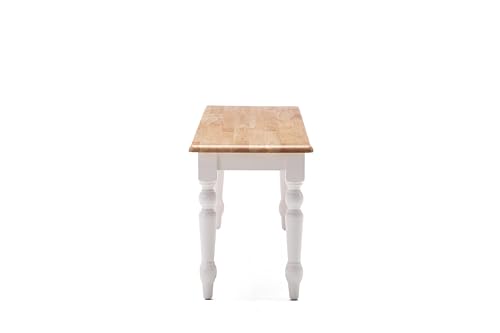 Farmhouse Dining Bench - Cream/Natural Rubberwood Entryway & Kitchen Seating - Variation of THIS listing