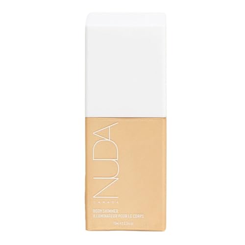 Nuda GlowShimmer Body Shimmer | Glittery, Silky, Tan-Enhancing Body Glow Lotion | Moisturizes & Hydrates with Aloe Vera, Avocado Oil, & Vitamin E | Vanilla Scented, Non Sticky, & Quick Drying, (75 mL)
