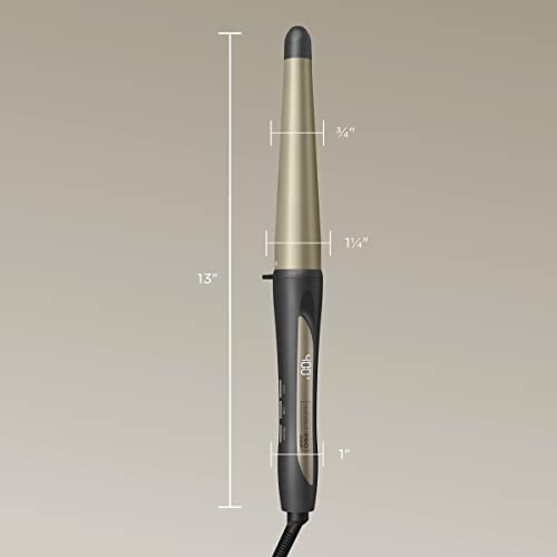 Tourmaline Ceramic Tapered Curling Wand 1¼-¾ Inch - Beachy Waves, Dark Gray