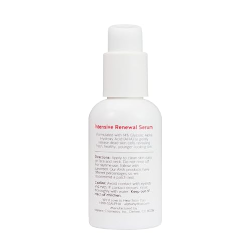 Alpha Skin Care Renewal Serum, 14% Glycolic AHA, Anti-Aging Formula, Reduces Lines & Wrinkles, Alpha Hydroxy Acid Exfoliates & Evens Skin Tones, Rejuvenates & Hydrates, 2 Oz, Pack of 2